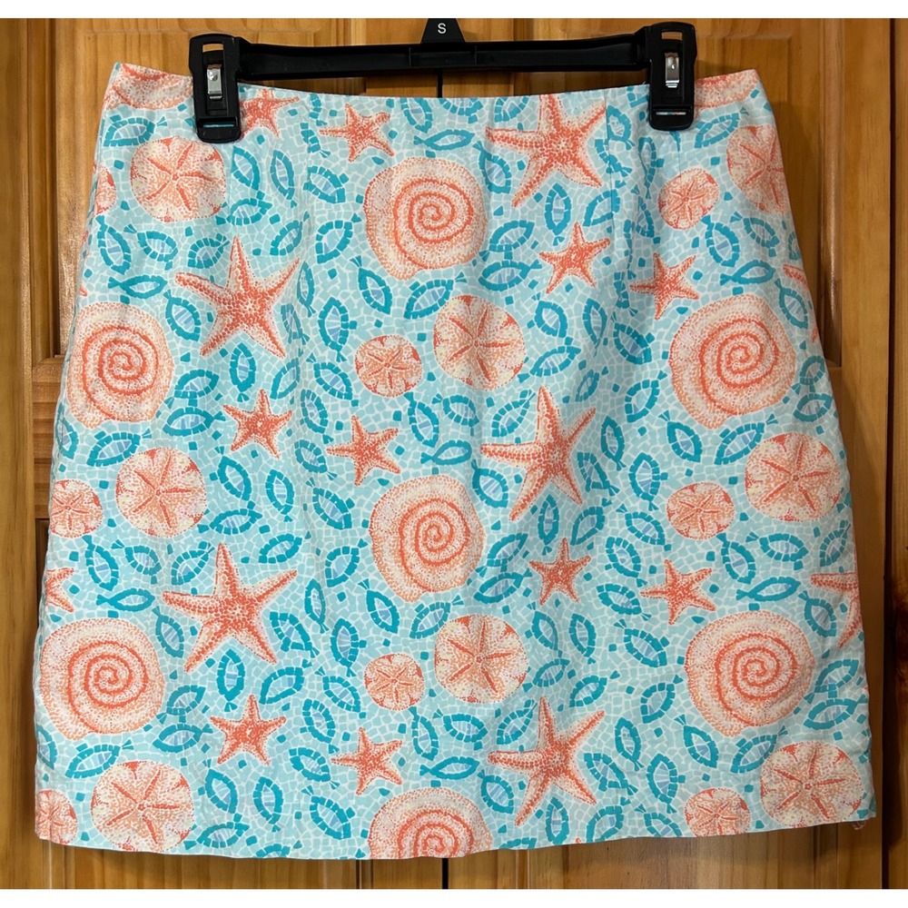 Lilly Pulitzer Womens 10P Starfish Sand Dollar Print‎ Mini Skirt Beach Coastal